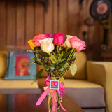 FLORERO 15 ROSAS DE COLORES