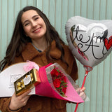 PACK 6 ROSAS ROJAS ESPECIALES + CHOCOLATE FERRERO ROCHER + GLOBO de