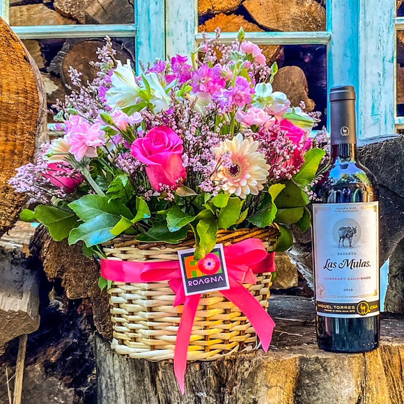 PACK CANASTO SILVESTRE + BOTELLA DE VINO ORGÁNICO LAS MULAS