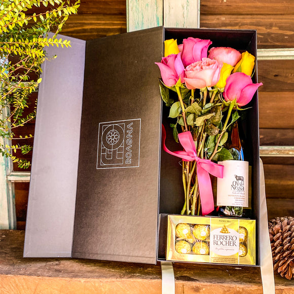 PACK FIOBOX COLORES + VINO Y CHOCOLATE FERRERO